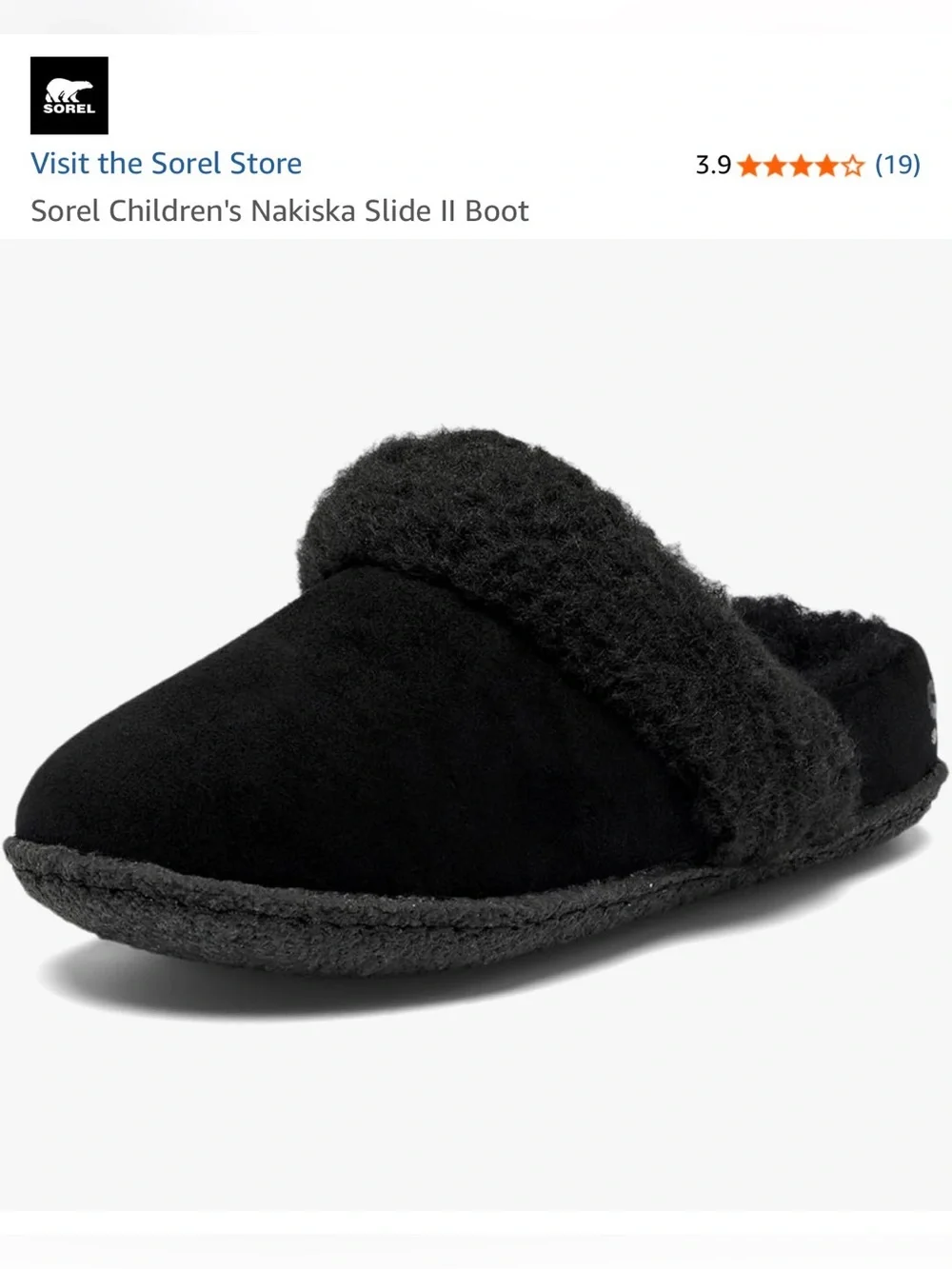 Sorel Black Plush Slide Slippers